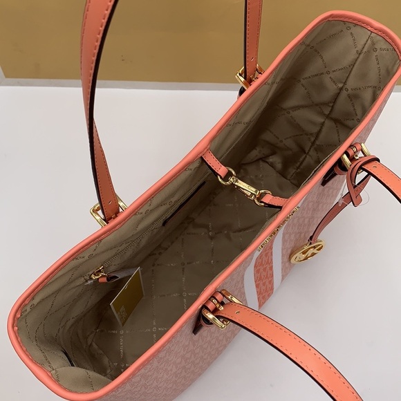 MICHAEL KORS JET SET TRAVEL MEDIUM CARRYALL TOTE SHERBERT MULTI COLOR - Picture 10 of 16